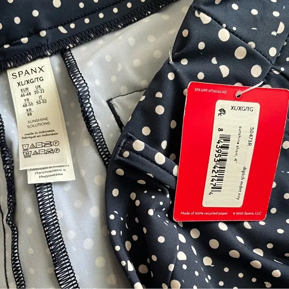 SPANX Sunshine 4” Shorts - Dot Patchwork Midnight Navy NWT