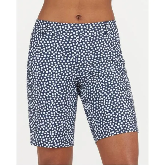 Spanx Sunshine Shorts, 10&quot; Navy Printed Dot Xlarge  NWT