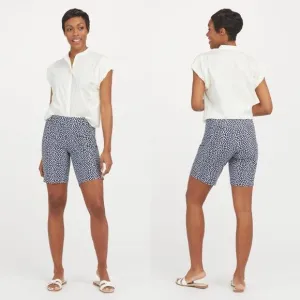 Spanx Sunshine Shorts, 10&quot; Navy Printed Dot Xlarge  NWT