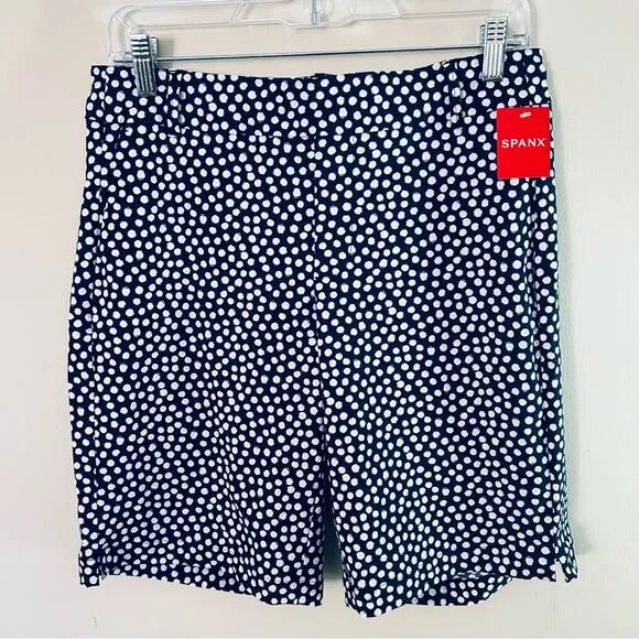 Spanx Sunshine Shorts, 10&quot; Navy Printed Dot Xlarge  NWT