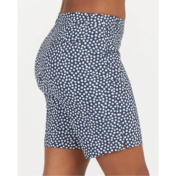Spanx Sunshine Shorts, 10&quot; Navy Printed Dot XS  NWT