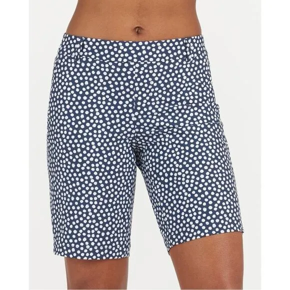 Spanx Sunshine Shorts, 10&quot; Navy Printed Dot XS  NWT