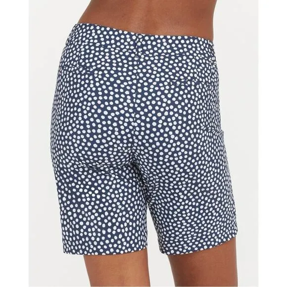 Spanx Sunshine Shorts, 10&quot; Navy Printed Dot XS  NWT