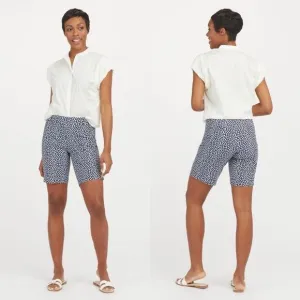 Spanx Sunshine Shorts, 10&quot; Navy Printed Dot XS  NWT