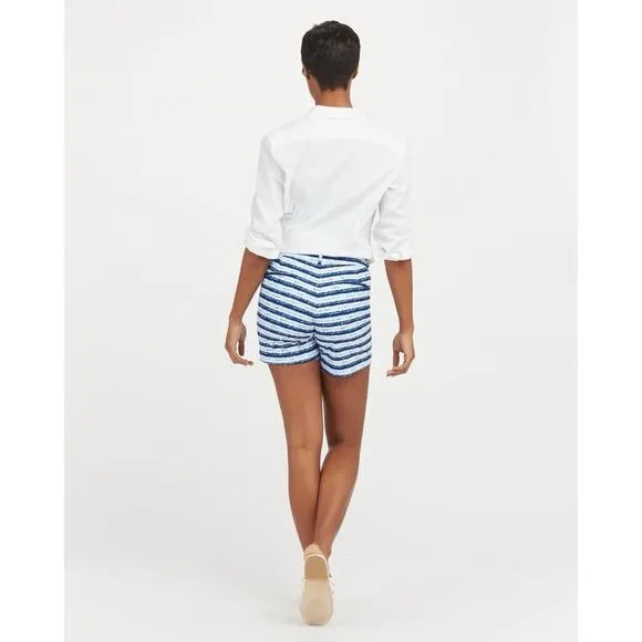 Spanx Sunshine Shorts, 6&quot; Blue Painted Stripe Small NWT