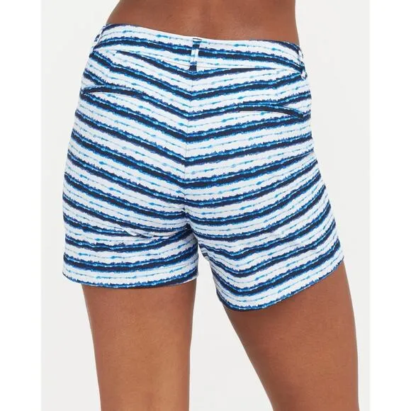Spanx Sunshine Shorts, 6&quot; Blue Painted Stripe Small NWT
