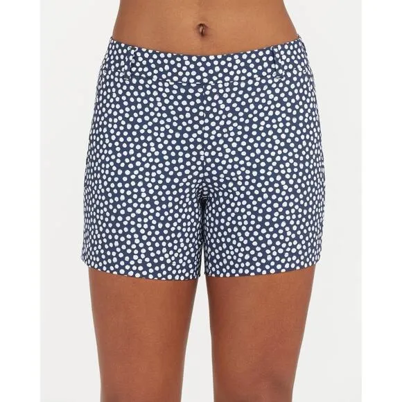 Spanx Sunshine Shorts, 6&quot; Navy Printed Dot XS NWT