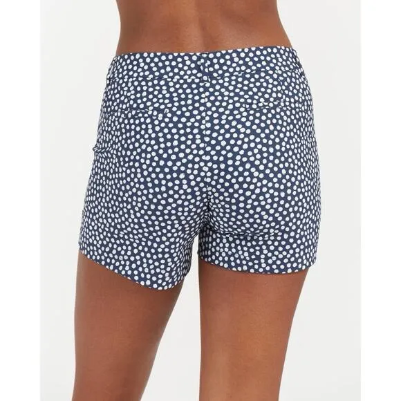 Spanx Sunshine Shorts, 6&quot; Navy Printed Dot XS NWT