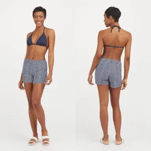 Spanx Sunshine Shorts, 6&quot; Navy Printed Dot XS NWT
