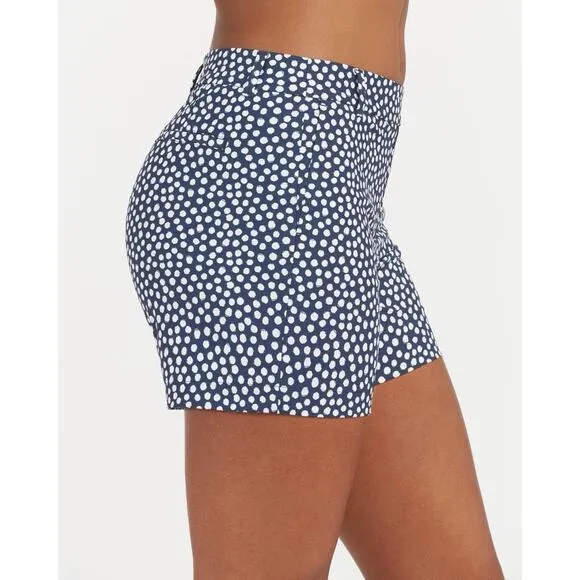 Spanx Sunshine Shorts, 6&quot; Navy Printed Dot XS NWT