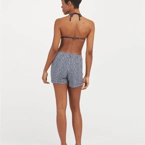 Spanx Sunshine Shorts, 6&quot; Navy Printed Dot XS NWT
