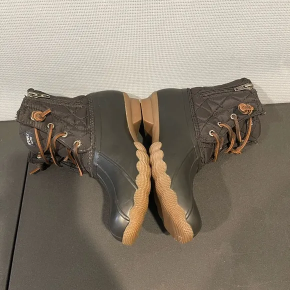 Sperry Black Matte Children Salwater Water Resistant Boots