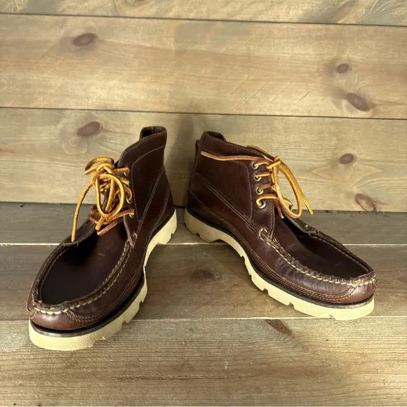 sperry boat chukka mens size 8 shoes brown leather comfort lace up boots