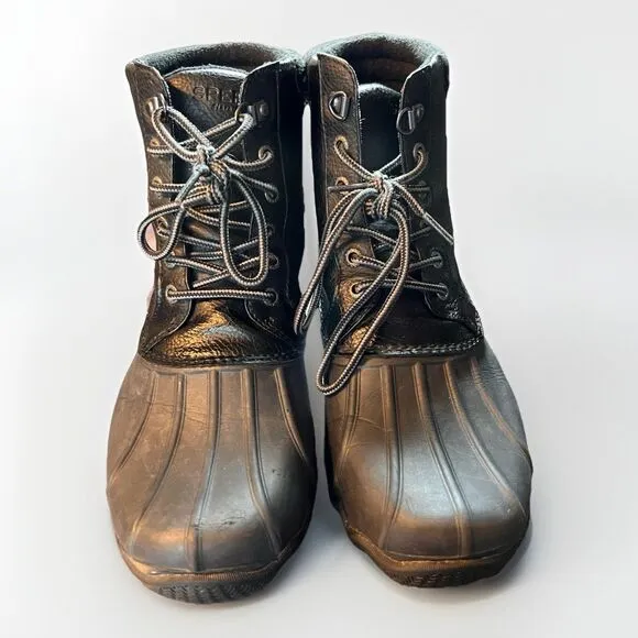 SPERRY Men’s Black Waterproof Avenue Round Toe Lace-Up Duck Boots 8.5 M