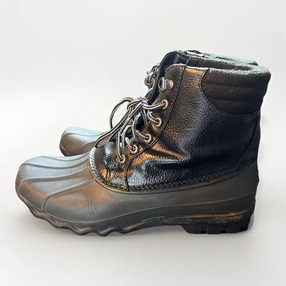 SPERRY Men’s Black Waterproof Avenue Round Toe Lace-Up Duck Boots 8.5 M