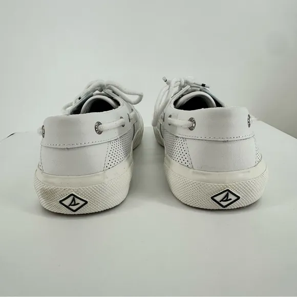 Sperry Men’s Soletide 2-Eyelet Shoes size 10.5 White Leather Perforated Lace Up