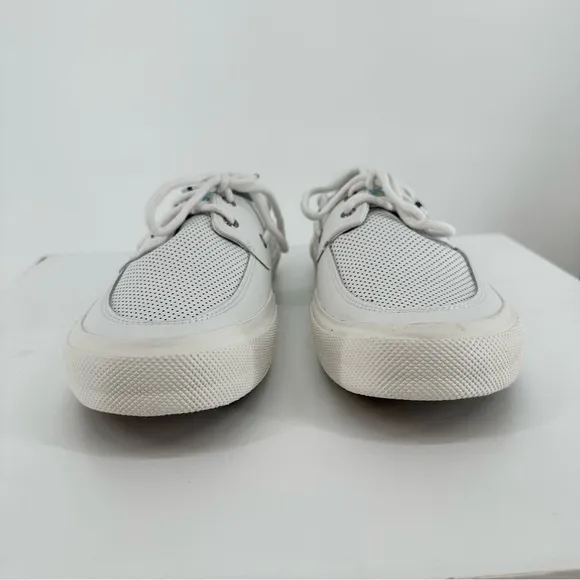 Sperry Men’s Soletide 2-Eyelet Shoes size 10.5 White Leather Perforated Lace Up