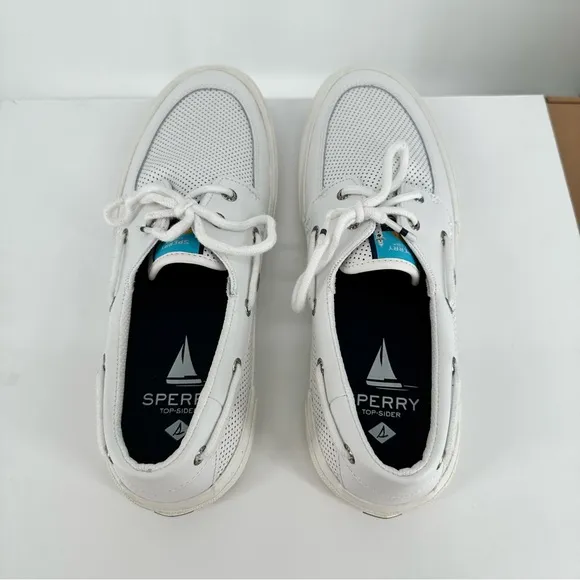 Sperry Men’s Soletide 2-Eyelet Shoes size 10.5 White Leather Perforated Lace Up
