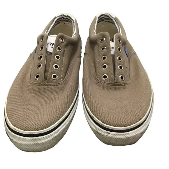 SPERRY- MENS TAN TOP SIDER SLIP ON LACELESS SNEAKER SHOE SIZE 11.5