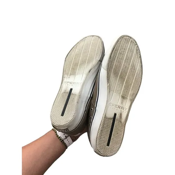 SPERRY- MENS TAN TOP SIDER SLIP ON LACELESS SNEAKER SHOE SIZE 11.5