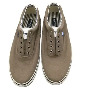 SPERRY- MENS TAN TOP SIDER SLIP ON LACELESS SNEAKER SHOE SIZE 11.5