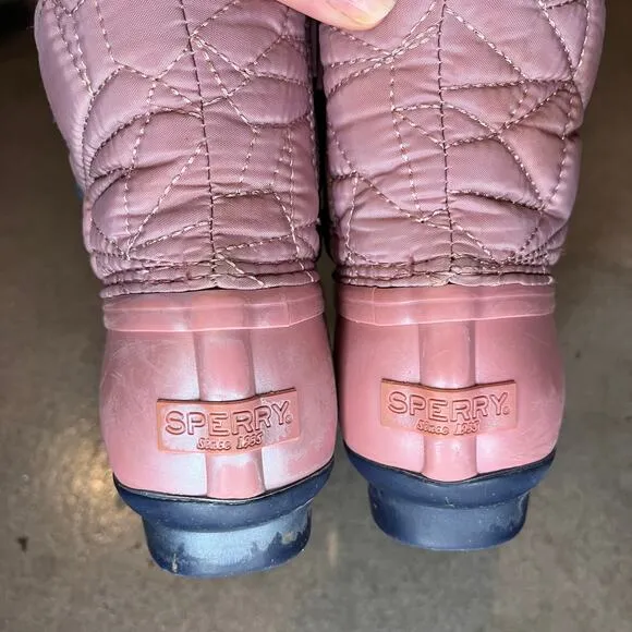 Sperry Saltwater Duck Pink boots Youth Girls 1 outerwear rain snow hiking shoes