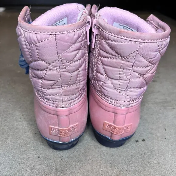 Sperry Saltwater Duck Pink boots Youth Girls 1 outerwear rain snow hiking shoes
