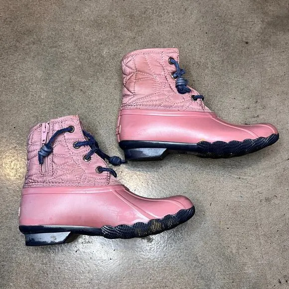 Sperry Saltwater Duck Pink boots Youth Girls 1 outerwear rain snow hiking shoes