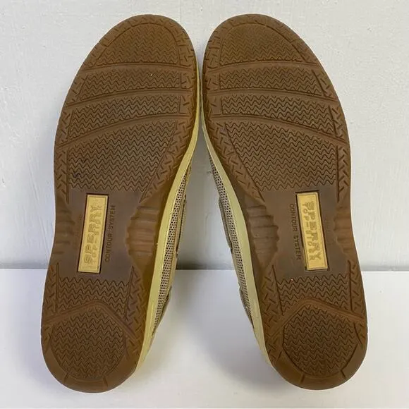 Sperry Top Sider Billfish Tan Leather 3 Eye Slip On Boat Shoes Size 8.5