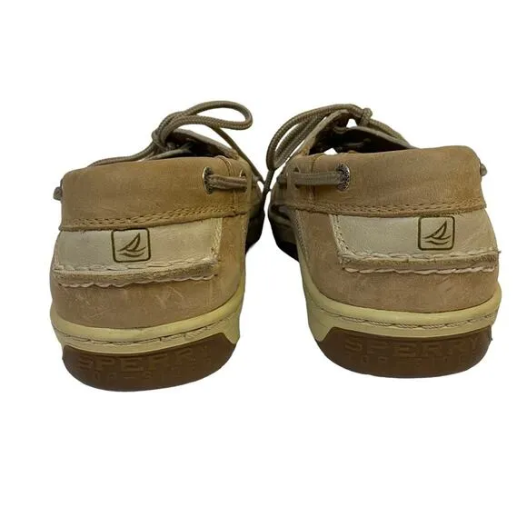Sperry Top Sider Billfish Tan Leather 3 Eye Slip On Boat Shoes Size 8.5