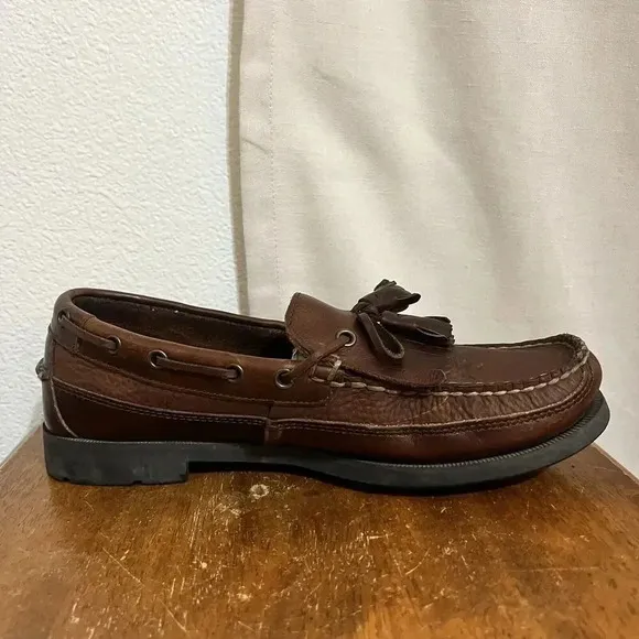 Sperry Top-Sider Gold Cup Brown Leather Tassel Loafers Boat Shoes- Mens Size 9.5