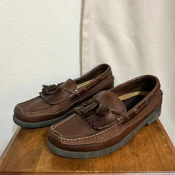 Sperry Top-Sider Gold Cup Brown Leather Tassel Loafers Boat Shoes- Mens Size 9.5