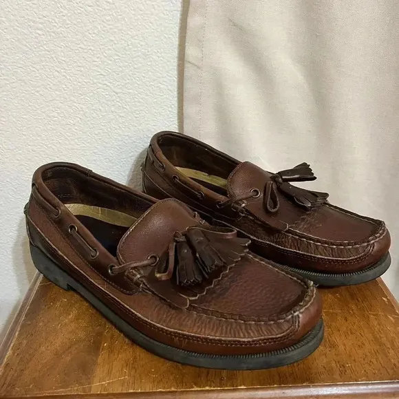 Sperry Top-Sider Gold Cup Brown Leather Tassel Loafers Boat Shoes- Mens Size 9.5