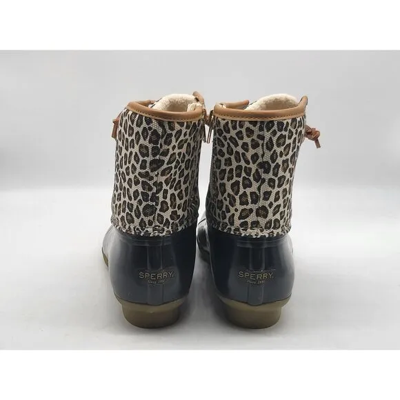 Sperry Top Sider Leopard Print Waterproof Womens Duck Boots STK165468 Size 6M