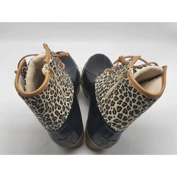 Sperry Top Sider Leopard Print Waterproof Womens Duck Boots STK165468 Size 6M
