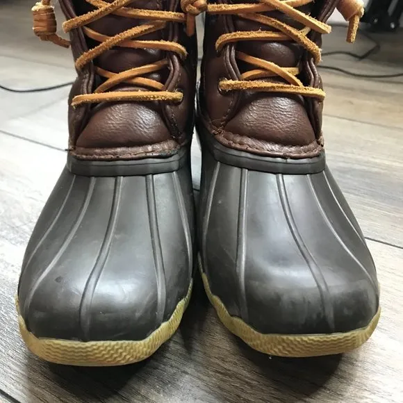 Sperry Top-Sider Saltwater Duck Boots Brown Waterproof Big Girl's Size 2 YG55362