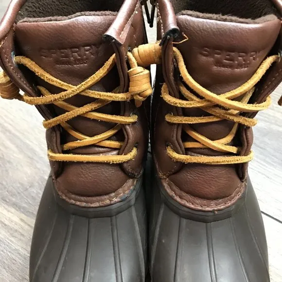 Sperry Top-Sider Saltwater Duck Boots Brown Waterproof Big Girl's Size 2 YG55362