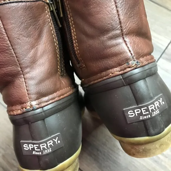 Sperry Top-Sider Saltwater Duck Boots Brown Waterproof Big Girl's Size 2 YG55362