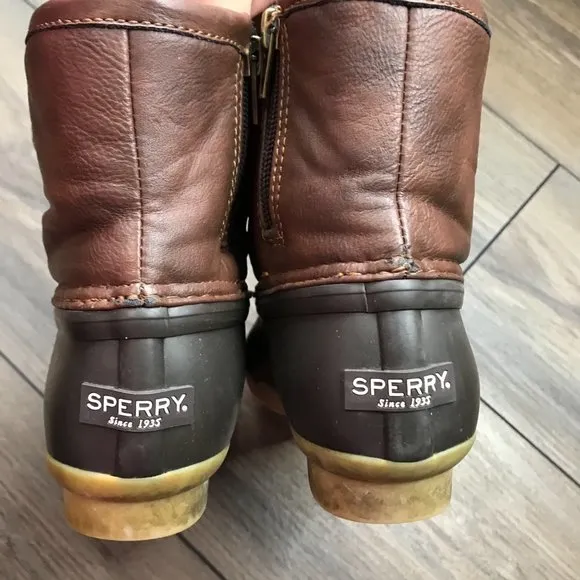 Sperry Top-Sider Saltwater Duck Boots Brown Waterproof Big Girl's Size 2 YG55362