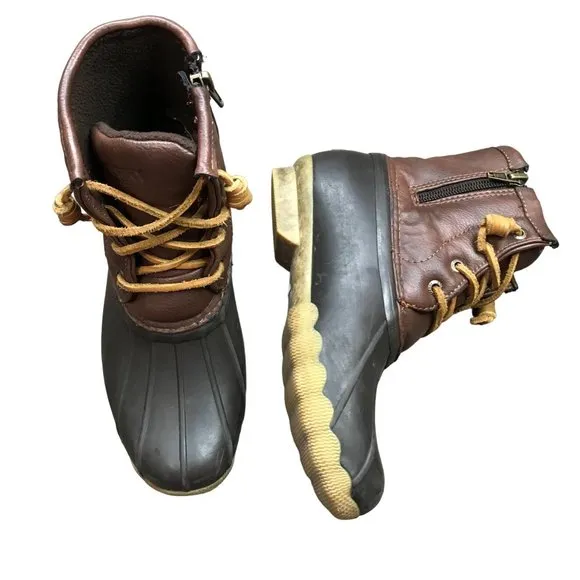 Sperry Top-Sider Saltwater Duck Boots Brown Waterproof Big Girl's Size 2 YG55362