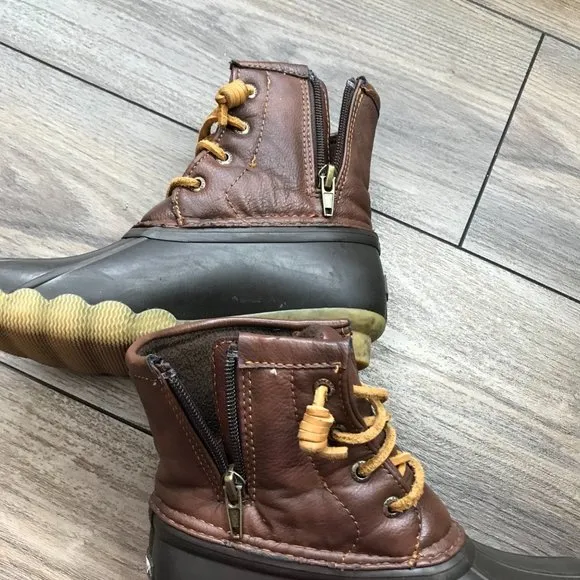 Sperry Top-Sider Saltwater Duck Boots Brown Waterproof Big Girl's Size 2 YG55362