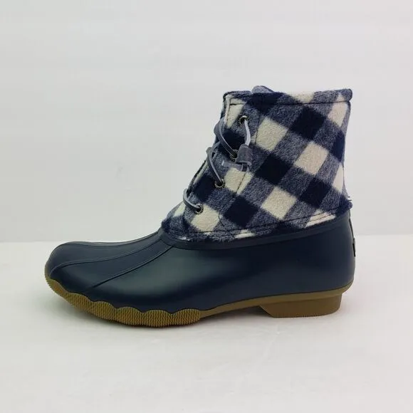 Sperry Top Sider Saltwater Youth Sz 6Y Blue Plaid Wool Waterproof Duck Boot