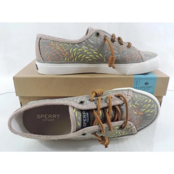 Sperry Top Sider Seacoast Fish Circle Fashion Sneakers Taupe Size 6