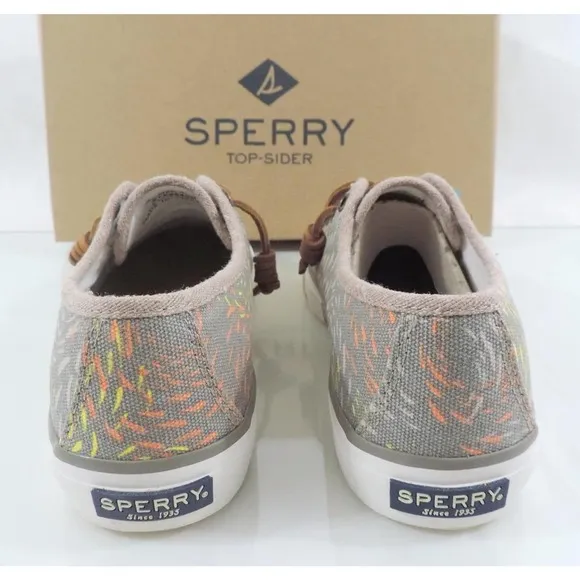 Sperry Top Sider Seacoast Fish Circle Fashion Sneakers Taupe Size 6