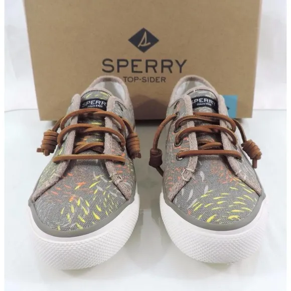 Sperry Top Sider Seacoast Fish Circle Fashion Sneakers Taupe Size 6