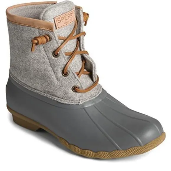 SPERRY WOMENS SALTWATER EMBOSS WOOL BOOTS, DARK GREY, 8 M US