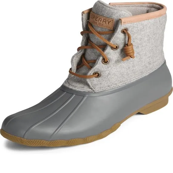 SPERRY WOMENS SALTWATER EMBOSS WOOL BOOTS, DARK GREY, 8 M US