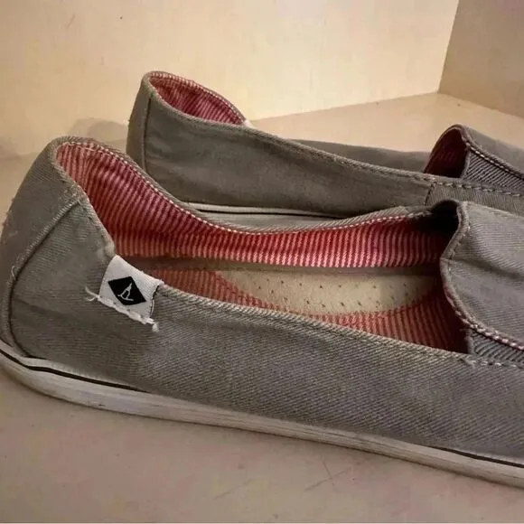 Sperry women’s gray slip on boat shoes size 9