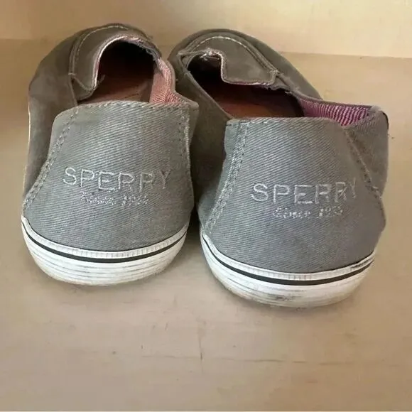 Sperry women’s gray slip on boat shoes size 9