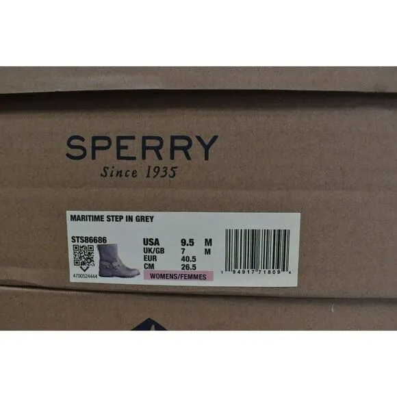 Sperry Womens Size 9.5 Maritime Step In Grey Faux Fur Lined Leather Boots Shoes